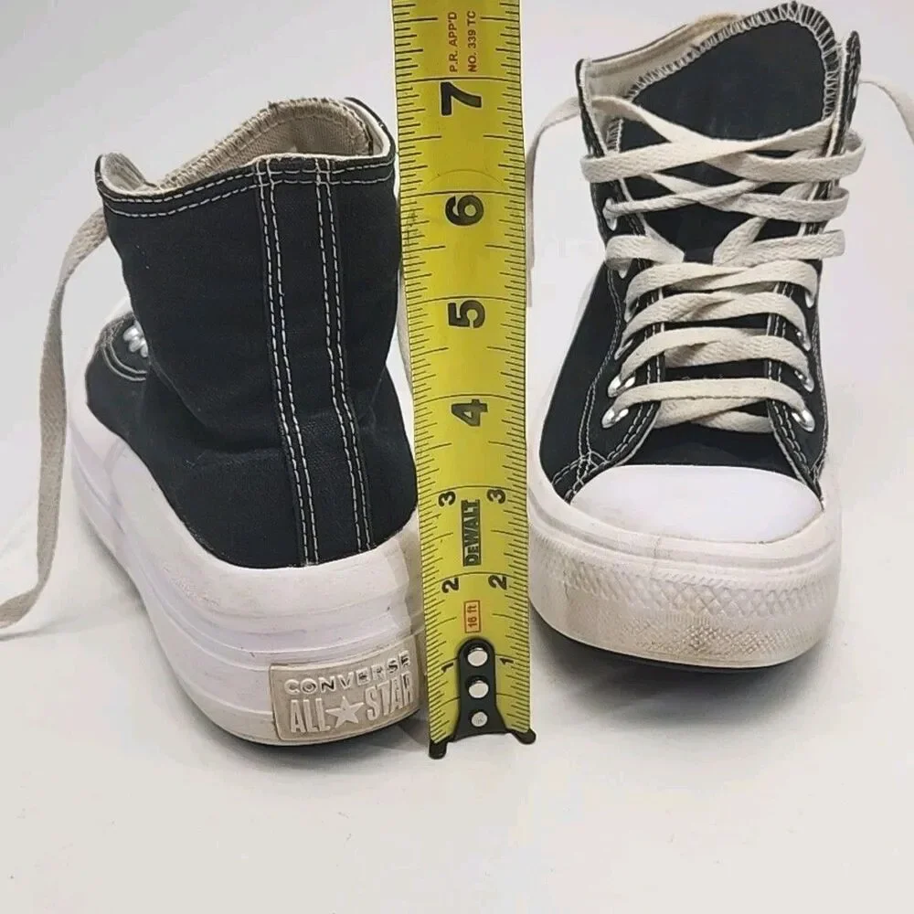 Converse All Star Shoe Sneaker Women Sz 9 High Top Platform Black White 568497C